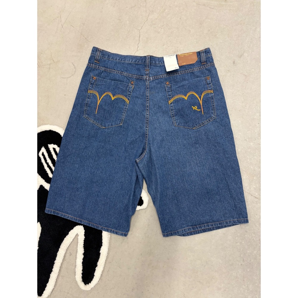 NWT Rocawear Baggy Denim Shorts Mens 42 Blue Y2K Hip Hop Embroidered Deadstock